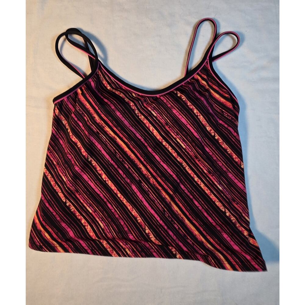 White Stag Women’s Tankini Top 1X 16W Pink Black Stripe + Nike Swim Shorts 2XL